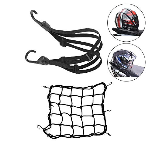 Red Elástica Moto 40 X 40 cm + Correa de Casco Cuerda Elástica con Gancho Pulpo Moto Equipaje Elasticos Para Bicicleta Moto Portaequipajes trasero