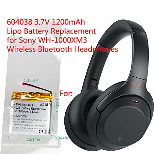 Reemplazo de la batería de polímero de Litio de 3.7V 1200mah para Sony WH-1000XM3 Auriculares estéreo inalámbricos con cancelación de Ruido Bluetooth Parte NO Sony SP 624038