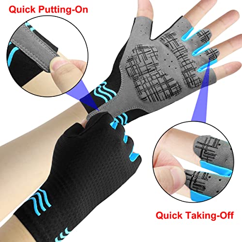 REETEE Guantes de Bicicleta Medio Dedo Guantes Antideslizante Transpirable Guantes de Ciclismo para Hombres Mujeres Guantes Deportivos MTB para al Aire Libre de Ciclismo (Azul, XL)