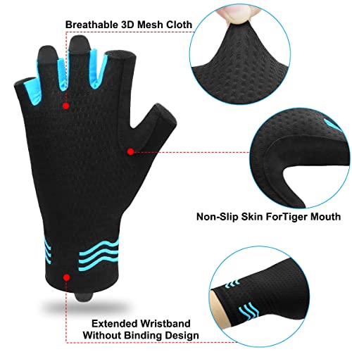 REETEE Guantes de Bicicleta Medio Dedo Guantes Antideslizante Transpirable Guantes de Ciclismo para Hombres Mujeres Guantes Deportivos MTB para al Aire Libre de Ciclismo (Azul, XL)