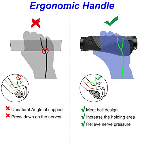 REETEE Puños para Bicicleta Antideslizante Caucho Puños Manillar Bicicleta Aluminio Doble Bloqueo de 22mm Mango para Bicicleta, Puños MTB Ergonomicos para Montaña, Bici Plegable, Scooter Puños (Gris)