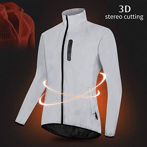 Reflectante Chaqueta Ciclista,Transpirable Chaqueta de Ciclismo,Ultralight Bicicleta Chaqueta de Viento,Chubasquero Ciclismo,Chaqueta Ciclismo Hombre,para Deportes y al Aire Libre(Size:L)