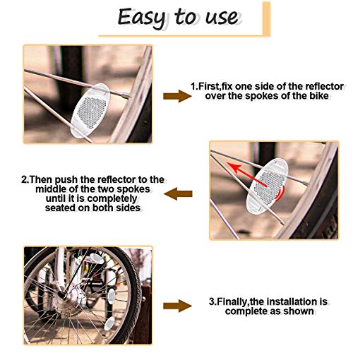 Reflectores de Bicicleta,Reflector de Radios,10pcs Luces Reflectantes de Advertencia Reflectantes,para Bicicleta Accesorio Seguridad para Conducción Nocturna,Apto para Todo Tipo Bicicletas Plegables