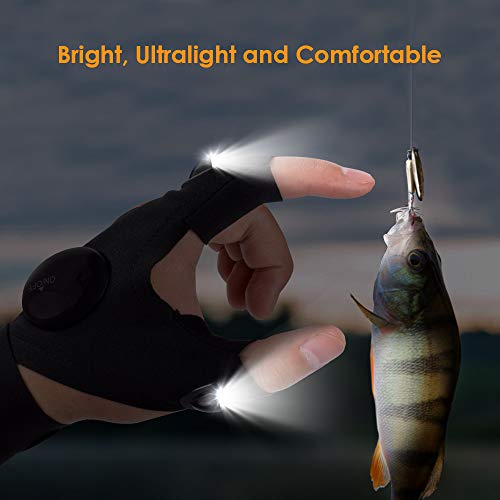 Regalos Originales Hombre Guantes con Luz LED - Día del Padre Regalo Guantes de LED, Herramientas de Hombre Guantes con Luz Impermeable, Guantes Pesca, Regalos para Pesca/Mecánico/Electricista