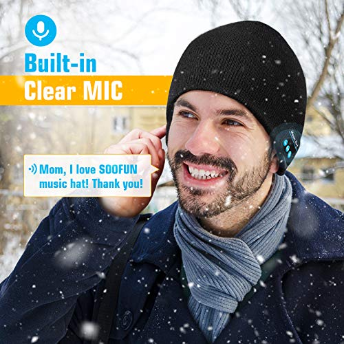 Regalos Originales para Mujer y Hombre Gorro Bluetooth, Regalos Originales Gorro con Auriculares Bluetooth V5.0, Supersuave y Cálido Gorro Invierno Hombre y Mujer Gorro Música para Running, Ciclismo