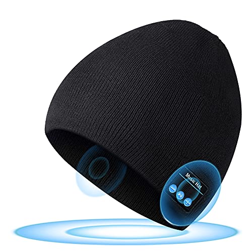 Regalos Originales para Mujer y Hombre Gorro Bluetooth, Regalos Originales Gorro con Auriculares Bluetooth V5.0, Supersuave y Cálido Gorro Invierno Hombre y Mujer Gorro Música para Running, Ciclismo