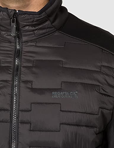 Regatta Clumber Chaqueta híbrida, tejido elástico y ligero, repelente al agua y comprimible Baffled/Quilted Jackets, Hombre, Black/Black, S