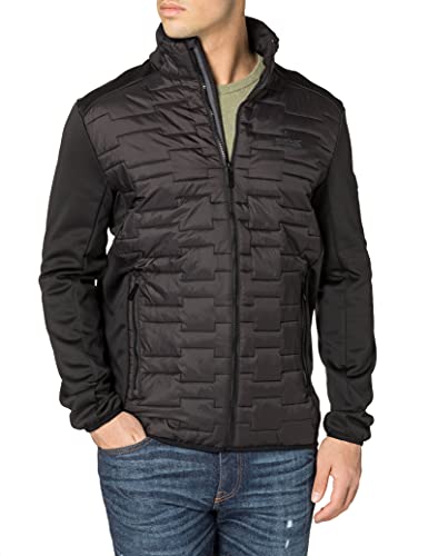 Regatta Clumber Chaqueta híbrida, tejido elástico y ligero, repelente al agua y comprimible Baffled/Quilted Jackets, Hombre, Black/Black, S