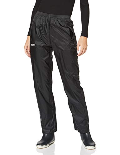Regatta Pantalones Packaway Impermeable, Transpirable y Ligero Overtrousers, Mujer, Black, XL