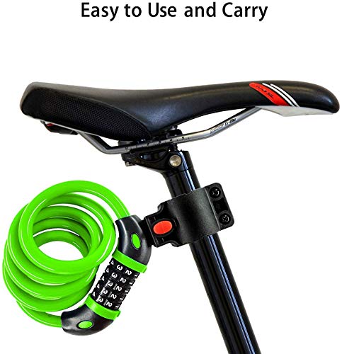 REHKITTZ Candado Bicicleta Cadena Bici Combinacion 5 Dígitos 120cm/12mm Largo Candados Antirrobo Bicicletas Seguridad para MTB Patinete Eléctrico Bicis Carretilla Puertas Accesorios