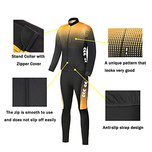 Relaxyee Maillot Ciclismo Hombre Invierno, Ropa Ciclismo Hombre Invierno con 3D Acolchado, Maillot Ciclismo Polar Térmico para Deportes al Aire Libre Ciclismo Bicicleta