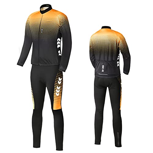 Relaxyee Maillot Ciclismo Hombre Invierno, Ropa Ciclismo Hombre Invierno con 3D Acolchado, Maillot Ciclismo Polar Térmico para Deportes al Aire Libre Ciclismo Bicicleta