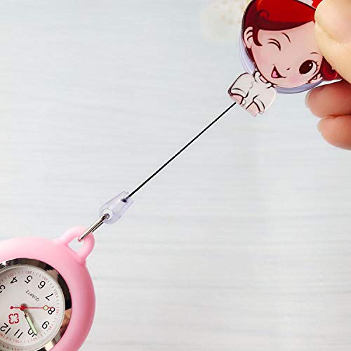 Reloj Broche Bolsillo Enfermeras,Reloj de Bolsillo retráctil de Silicona para médicos y Enfermeras, Reloj de Pecho para exámenes de Estudiantes-Violeta,Reloj de Enfermera Fob