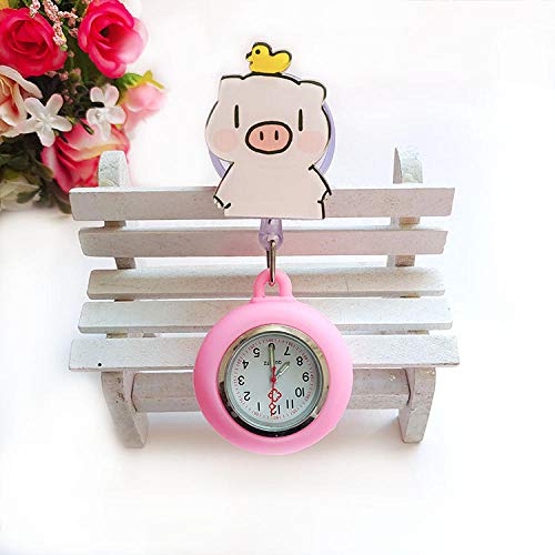 Reloj Broche Bolsillo Enfermeras,Reloj de Bolsillo retráctil de Silicona para médicos y Enfermeras, Reloj de Pecho para exámenes de Estudiantes-Violeta,Reloj de Enfermera Fob