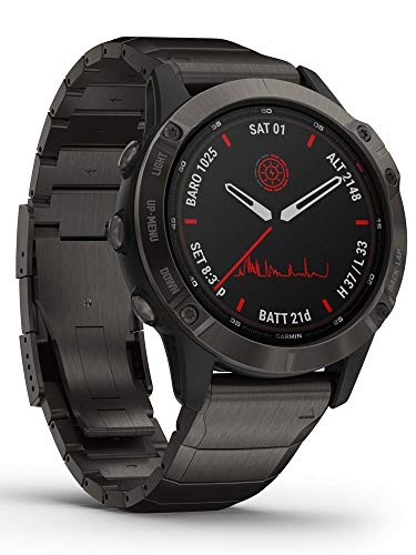 Reloj Garmin fnix 6 Pro Solar con Titanio Revestido de DLC en Gris y música, 010-02410-23.