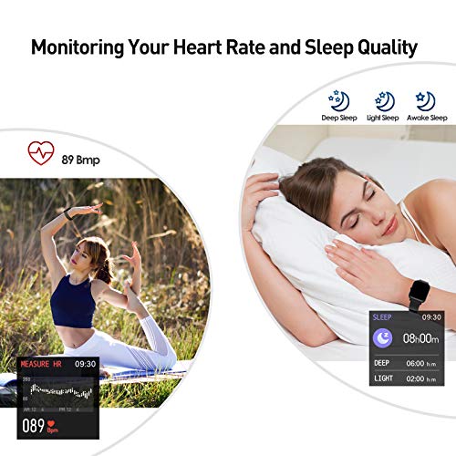 Reloj Inteligente Hombre Mujer , IDEALROYAL Smartwatch Hombre con Oxígeno Sanguíneo Presión Arterial Frecuencia Cardíaca Sueño, Podómetro & Impermeable Reloj Deportivo para iOS Android