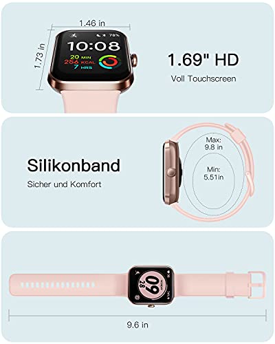 Reloj Inteligente Mujer Hombre, Smartwatch con Pulsómetro, Pulsera Actividad Inteligente con Cronómetros Podómetro Caloría,Monitor de Sueño, Impermeable IP68 Mujer Reloj para Android iPhone