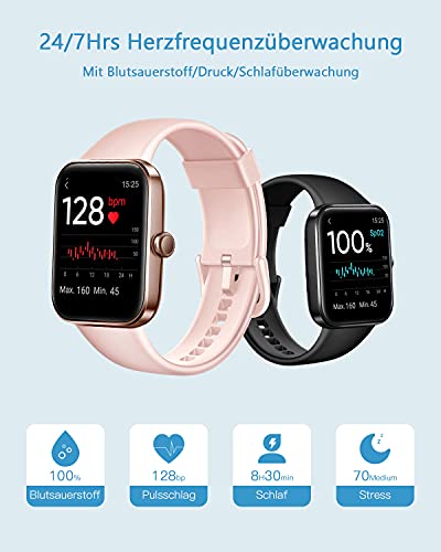 Reloj Inteligente Mujer Hombre, Smartwatch con Pulsómetro, Pulsera Actividad Inteligente con Cronómetros Podómetro Caloría,Monitor de Sueño, Impermeable IP68 Mujer Reloj para Android iPhone