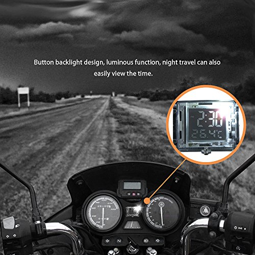 Reloj luminoso de la motocicleta, reloj eléctrico de la bici del coche con función luminosa del contraluz Exhibición impermeable del tiempo y de la temperatura