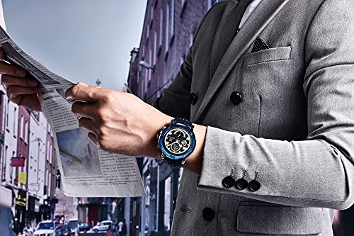 Relojes Hombre BENYAR Relojes De Pulsera Cronógrafo para Hombres con Correa De Cuero Movimiento de Cuarzo con Calendario 30M Impermeable Mejor Regalo para Hombres Diseñador De Negocios De Moda