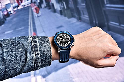 Relojes Hombre BENYAR Relojes De Pulsera Cronógrafo para Hombres con Correa De Cuero Movimiento de Cuarzo con Calendario 30M Impermeable Mejor Regalo para Hombres Diseñador De Negocios De Moda