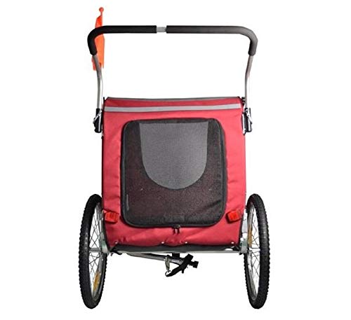 Remolque de bicicleta para mascotas ( perros medianos - grandes). Remolques con rueda delantera Jogger 12”. Barra de remolque + Pieza de enganche. Remolque de perros de GRAN CAPACIDAD.(Rojo)