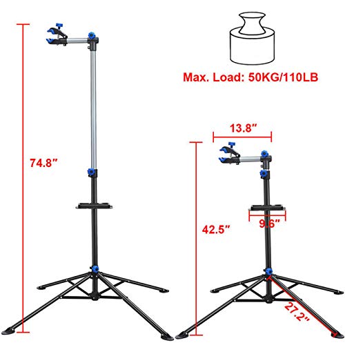 Reparación De Bicicletas Banco De Trabajo Mecánico, Reparación De Estante Plegable, Regulable En Altura Para Uso En El Hogar, Adecuado Para La Montaña O Una Bicicleta De Ruta De Reparación,Azul