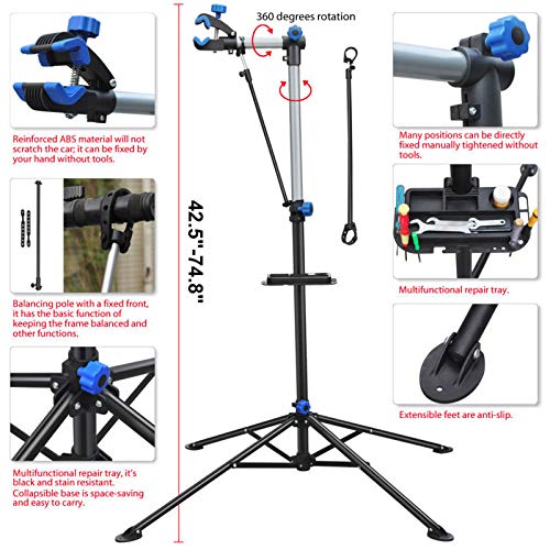 Reparación De Bicicletas Banco De Trabajo Mecánico, Reparación De Estante Plegable, Regulable En Altura Para Uso En El Hogar, Adecuado Para La Montaña O Una Bicicleta De Ruta De Reparación,Azul