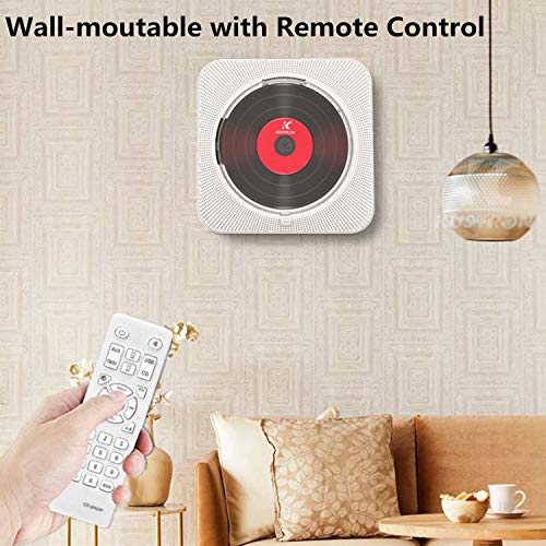 Reproductor de CD portátil con Bluetooth para montar en la pared, reproductor de CD para el hogar, caja de audio con pantalla LCD y cubierta contra el polvo, altavoces HiFi integrados