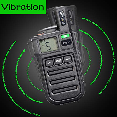 Retevis RB615 Walkie Talkie Mini PMR446 Radio Largo Alcance, Walkie Talkie con Alarma de Emergencia de Vibración de Clonación Inalámbrica, Radio de 2 Vías para Ciclismo, Tractor(Negro, 5Piezas)