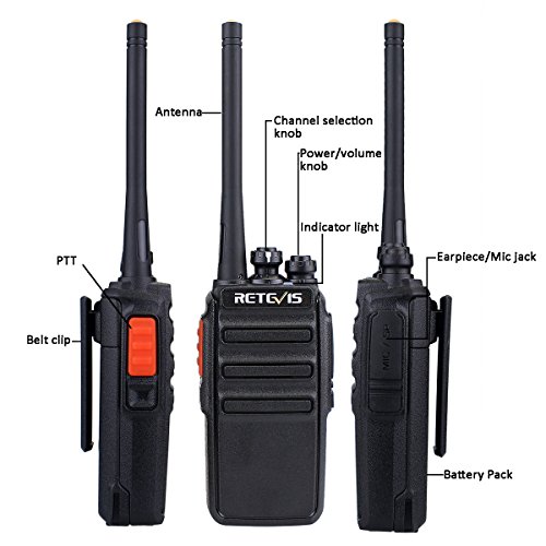 Retevis RT24 Walkie Talkie Recargable PMR446 sin Licencia 16 Canales CTCSS DCS Walkies Profesionales Walkie Talkie Largo Alcance con USB Base de Carga y Auriculares (20 Unidades, Negro)