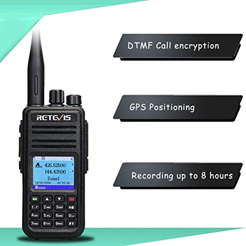 Retevis RT3S DMR Radio Walkie Talkie Digital 5W GPS Banda Dual 3000 Canales DTMF Radio Aficionado Compatible con Motorobo Tier I&II (Negro, 1Pc)