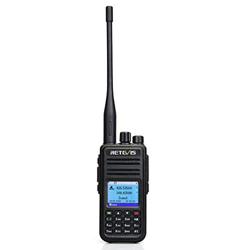 Retevis RT3S DMR Radio Walkie Talkie Digital 5W GPS Banda Dual 3000 Canales DTMF Radio Aficionado Compatible con Motorobo Tier I&II (Negro, 1Pc)