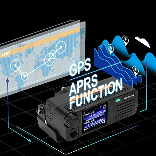 Retevis RT73 Transceptor Móvil, Monitor Dual Banda Dual, DMR Digital/Analógico, 4000 Canales 200,000 Contactos, GPS Incorporado, DMTF, Ranura de Tiempo Dual, Mini Radio Móvil (1 Pieza, Negro)