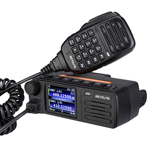 Retevis RT73 Transceptor Móvil, Monitor Dual Banda Dual, DMR Digital/Analógico, 4000 Canales 200,000 Contactos, GPS Incorporado, DMTF, Ranura de Tiempo Dual, Mini Radio Móvil (1 Pieza, Negro)
