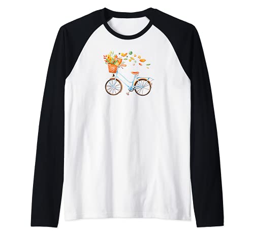 Retro-Fahrrad mit schönen Herbstblättern Camiseta Manga Raglan