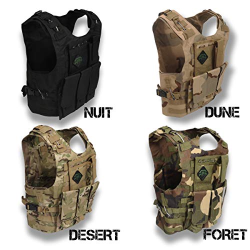 REX RAW ® - Chaleco de Combate táctico Tipo Militar - Sistema Molle Incluido + Funda - Reportero fotográfico Camping Caza Airsoft Paintball Trekking Supervivencia Urbex