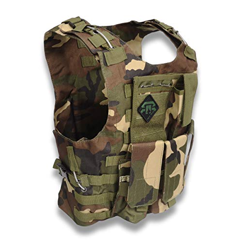 REX RAW ® - Chaleco de combate táctico tipo militar - Sistema Molle incluido + Holster - Reportar fotos de camping, caza, Airsoft Paintball Trekking Survivalismo Urbex