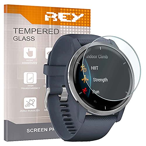 REY 3X Protector de Pantalla para Garmin VENU 2 45mm - Forerunner 945 LTE, Cristal Vidrio Templado Premium