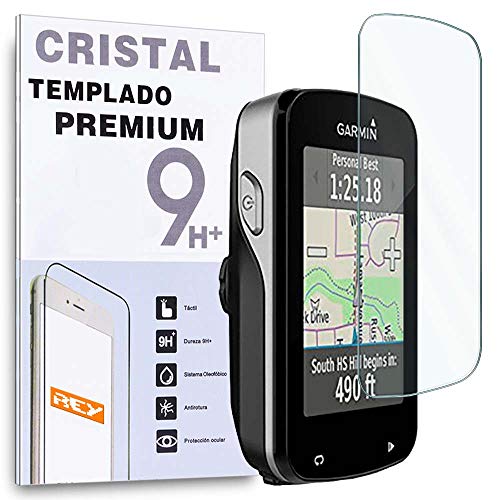 REY Protector de Pantalla para Garmin Edge 820 - Edge 520 - Edge 520 Plus, Cristal Vidrio Templado Premium