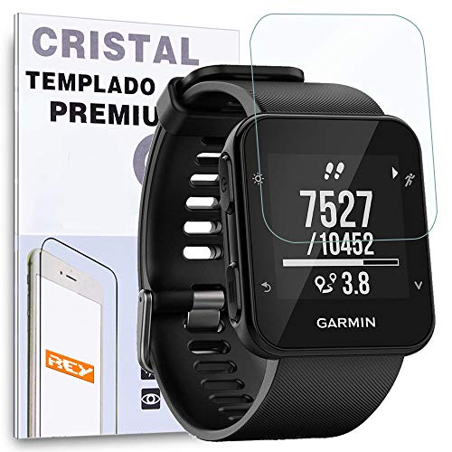 REY Protector de Pantalla para Garmin Forerunner 35 - Forerunner 30, Cristal Vidrio Templado Premium