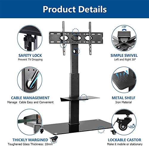 RFIVER Soporte TV Ruedas Soporte TV Pie para Television de 32 a 70 Pulgadas con Giratorio y Altura Ajustable MAX VESA 600x400mm TF5001