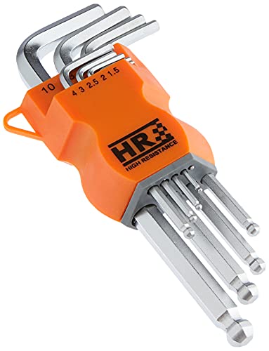 RH 170610 Llaves Allen, con Extremos hexagonales y Cabeza de Bola. De 1,5 a 10 mm, 0 V, Set de 9 Piezas