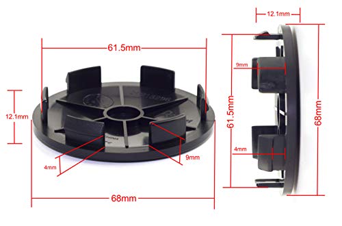 Rhinotuning 4 tapas de buje de 68 mm para accesorios universales de coche, color negro