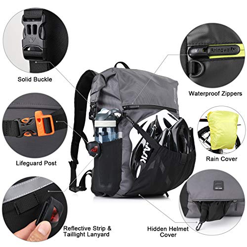 Rhinowalk 24L Bolsa Alforja Trasera para Bicicleta, Multifunción Bolsa Bicicleta para Portaequipajes Asiento Trasero para Carretera MTB Bicicleta de Montaña Moto (Gris)