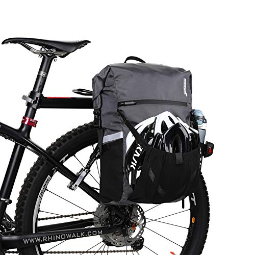 Rhinowalk 24L Bolsa Alforja Trasera para Bicicleta, Multifunción Bolsa Bicicleta para Portaequipajes Asiento Trasero para Carretera MTB Bicicleta de Montaña Moto (Gris)