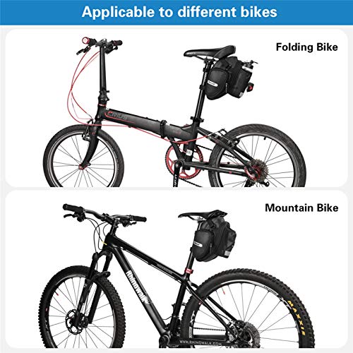 Rhinowalk Bolsa de Sillín Impermeable para MTB Bicicleta Carretera Capacidad Grande con Bolsa para Botella de Agua (Negro)