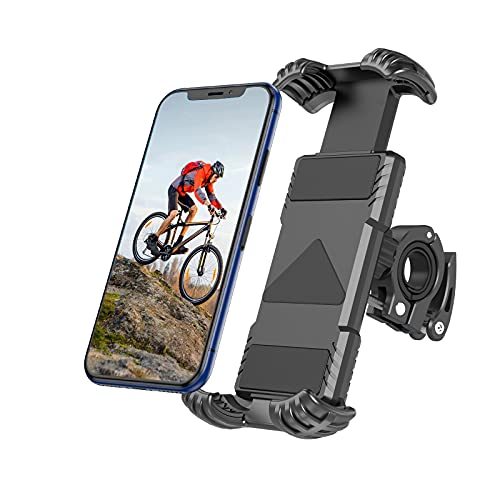 Riapow Soporte Movil Bicicleta Soporte Movil Moto Universal 360° Rotación Anti Vibración Porta Telefono Motocicleta Montaña Soporte para iPhone Samsung LG y 4.9-6.8" Móvil