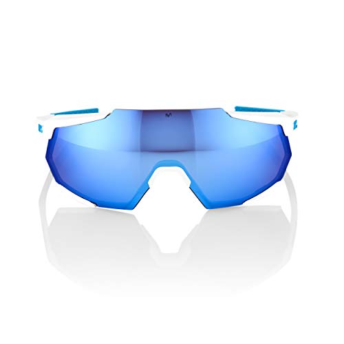 Ride100percent RACETRAP-Movistar Team White-Hiper Blue Multilayer Mirror Lens, Adultos Unisex, Multicolor, Estandar