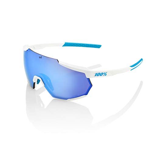 Ride100percent RACETRAP-Movistar Team White-Hiper Blue Multilayer Mirror Lens, Adultos Unisex, Multicolor, Estandar
